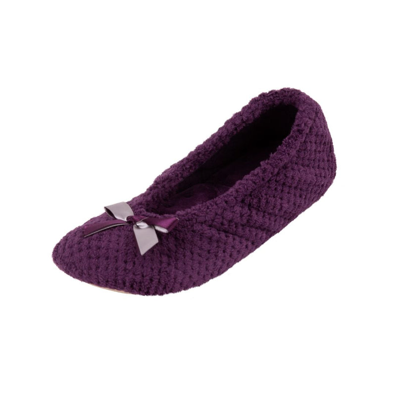 Totes Popcorn Terry Ballet Womens Slippers - Plum