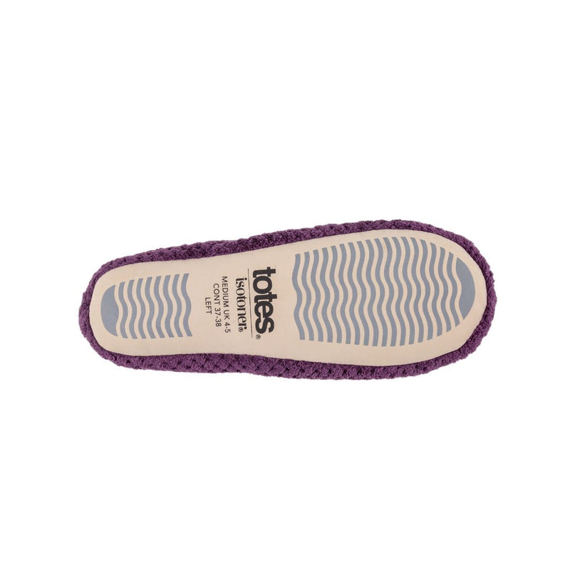 Totes Popcorn Terry Ballet Womens Slippers - Plum