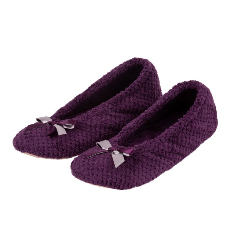 Totes Popcorn Terry Ballet Womens Slippers - Plum