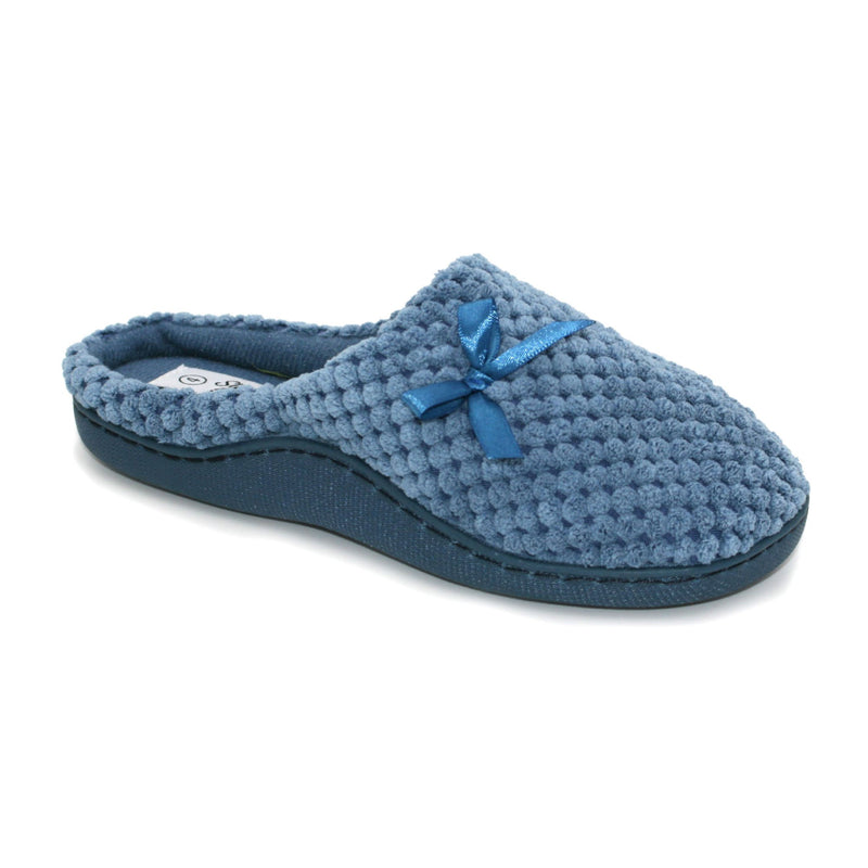 Sleep Boutique Womens Sally Waffle Mule Slippers - Blue