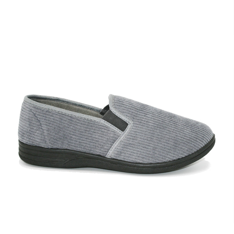 Regiment Mens Albert Cord Slippers - Grey