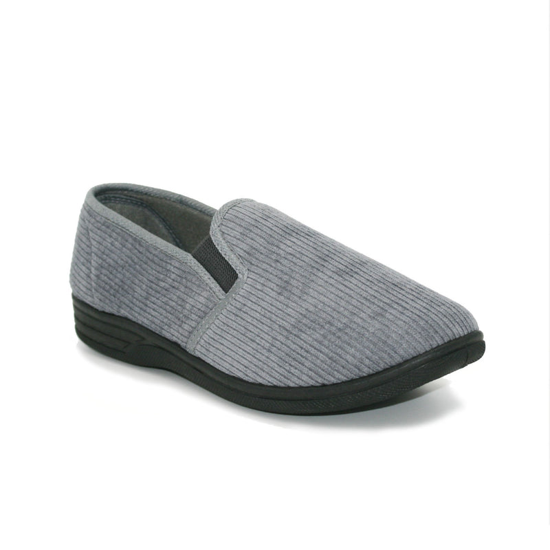 Regiment Mens Albert Cord Slippers - Grey