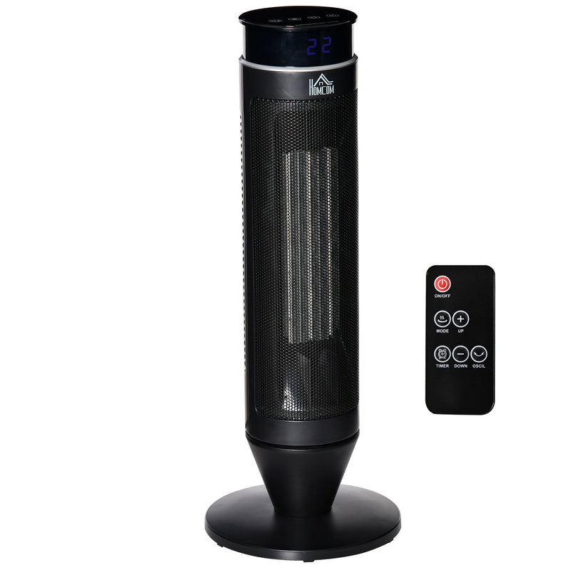 HOMCOM Ceramic Tower Indoor Space Heater w/ 42° Oscillation Remote Control Timer - Black