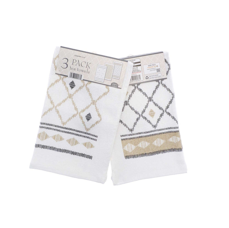 Country Club Tea Towels Pack of 3 - Berber