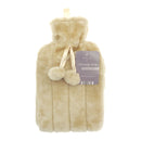 Hot Water Bottle with Luxury Faux Fur Cover Beige