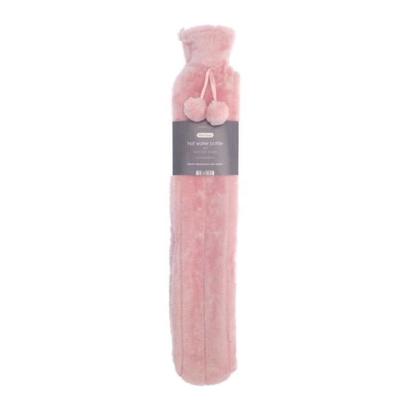 Hot Water Bottle with Luxury Faux Fur Cover 72cm Long Pink