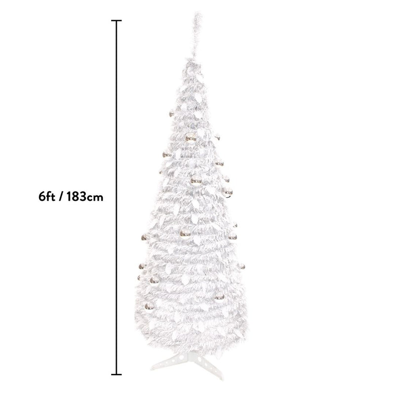 Christmas Workshop Artificial Pre Lit Christmas Tree 6ft with 150 Warm White Lights and 60 Silver Baubles