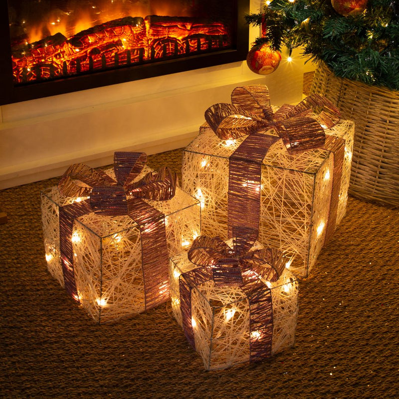 Christmas Workshop Christmas Gift Box with Bow Set of 3 - Blush Pink