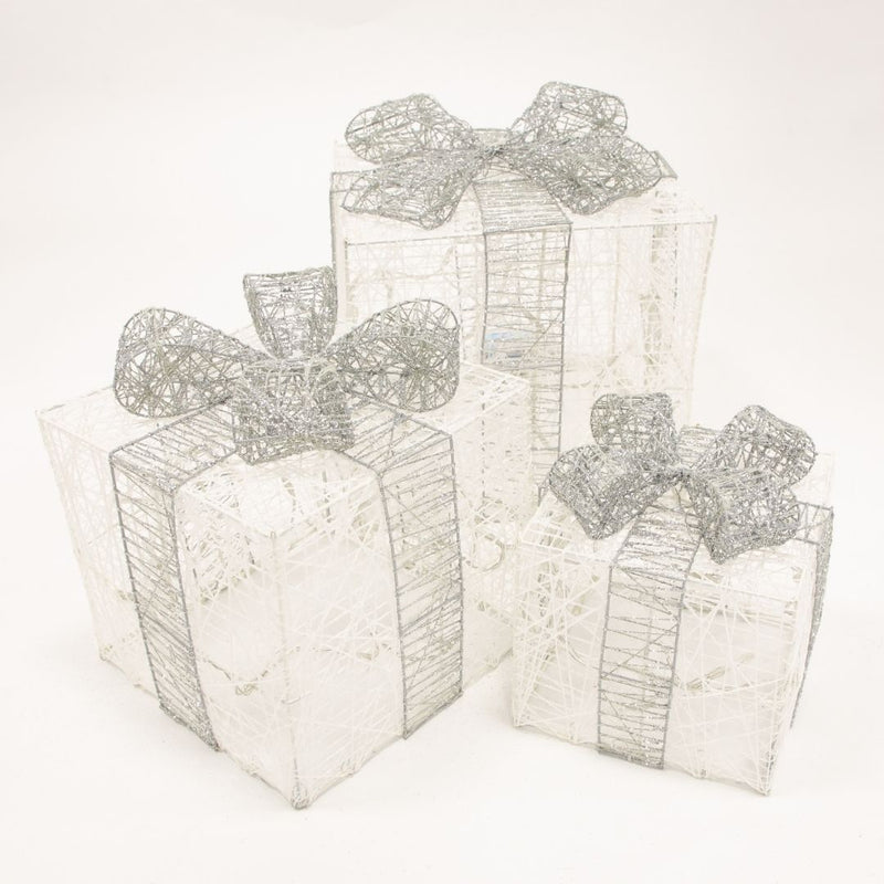 Christmas Workshop Christmas Gift Box with Bow Set of 3 - Silver