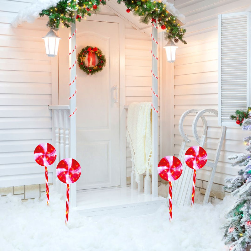 Christmas Workshop Lollipop Path Lights 4 piece with 8 Functions