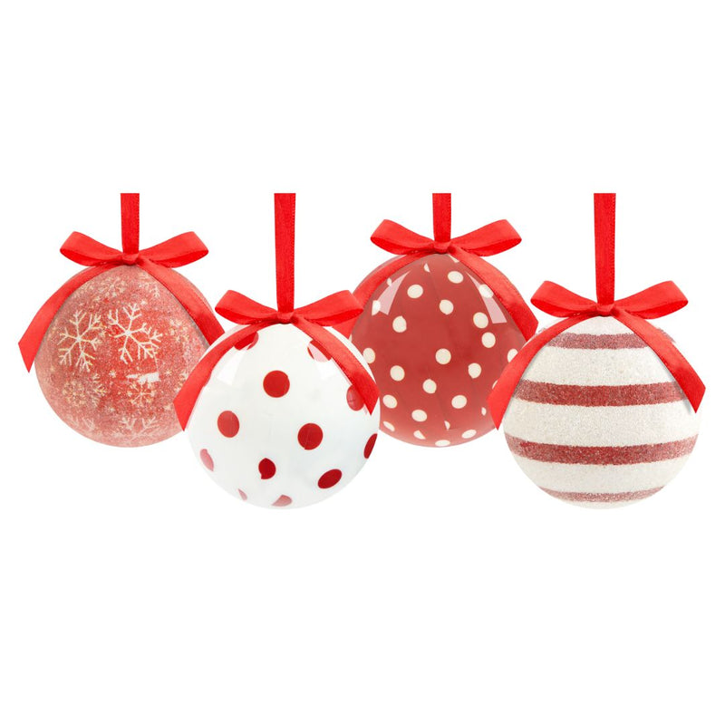 Christmas Workshop Set of 14 Christmas Baubles - Red & White Snowflake