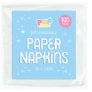 POP White Napkins 1ply 30x30cm 100pk