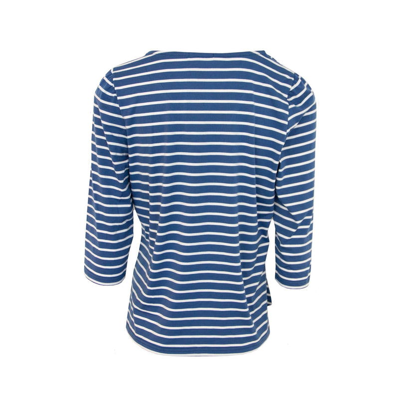 Mia Moda Chevron Stripe 3/4 Sleeve Top Denim