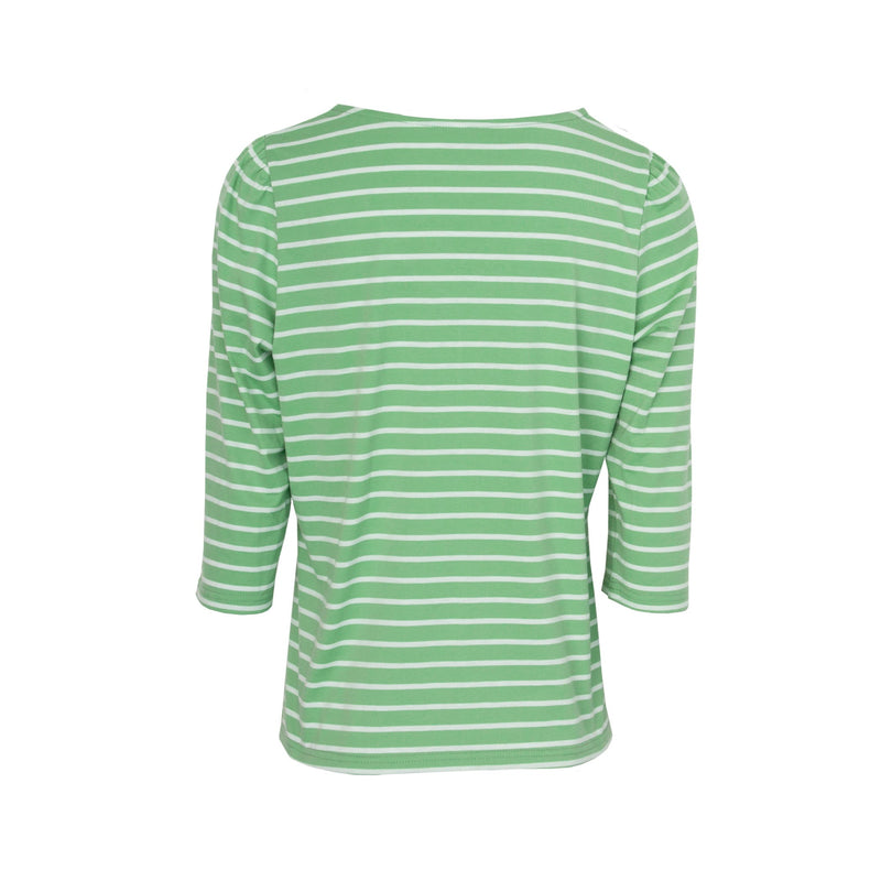 Mia Moda Chevron Stripe 3/4 Sleeve Top Green