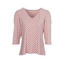 Mia Moda Chevron Stripe 3/4 Sleeve Top Pink
