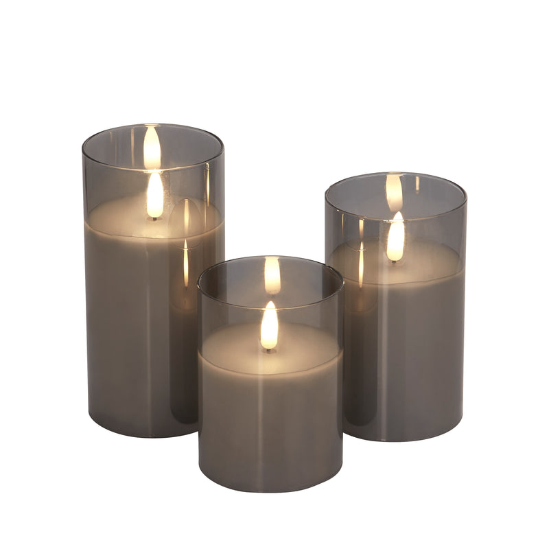 Smoked Candles LED Set of 3