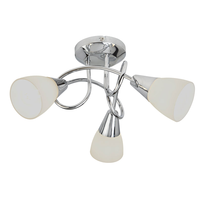 Ceiling Fitting Light Chrome and Opal Glass - 3 lights