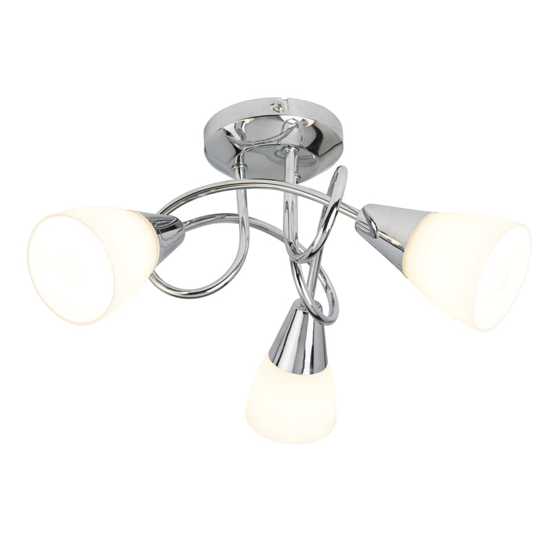 Ceiling Fitting Light Chrome and Opal Glass - 3 lights