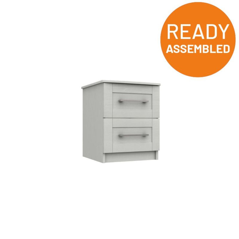 Chester Ready Assembled Bedside Table with 2 Drawers - White