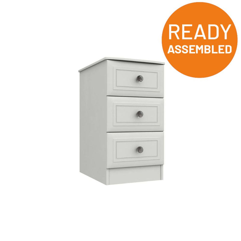 Bailey Ready Assembled Bedside Table with 3 Drawers - White