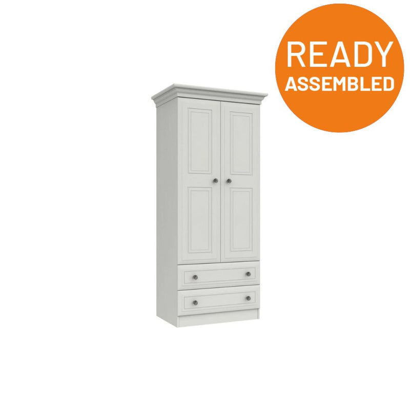 Bailey Ready Assembled Wardrobe with 2 Doors Combi Robe - White