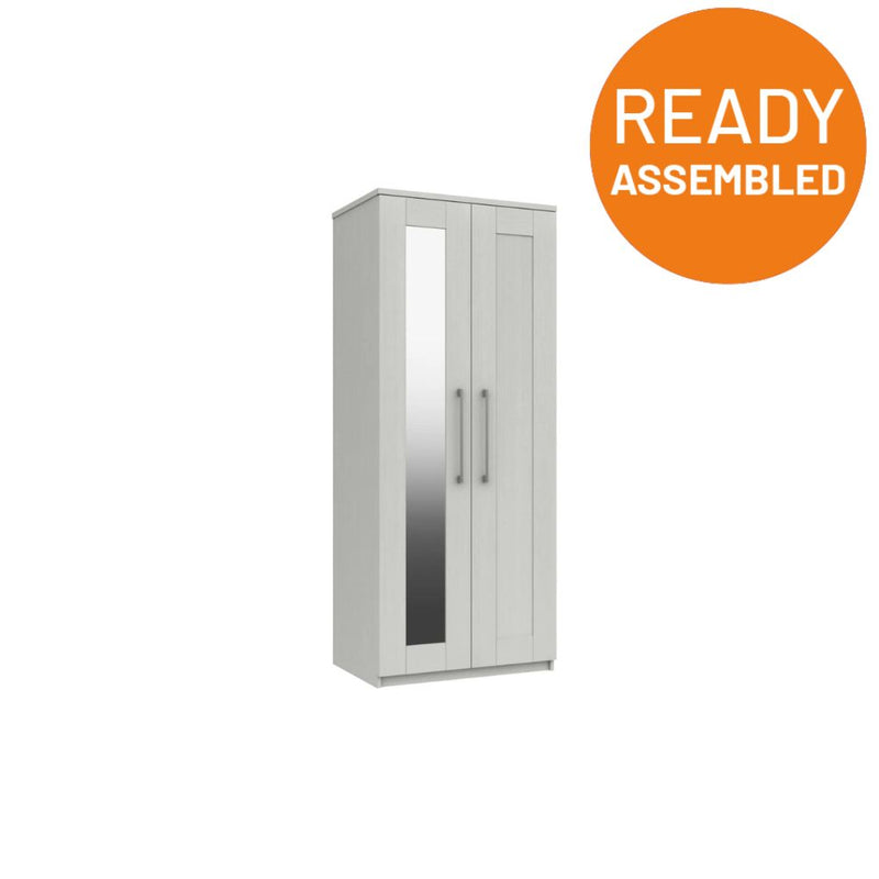 Chester Ready Assembled Wardrobe with 2 Doors & Mirror - White
