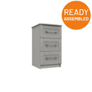 Chester Ready Assembled Bedside Table with 3 Drawers - Light Grey