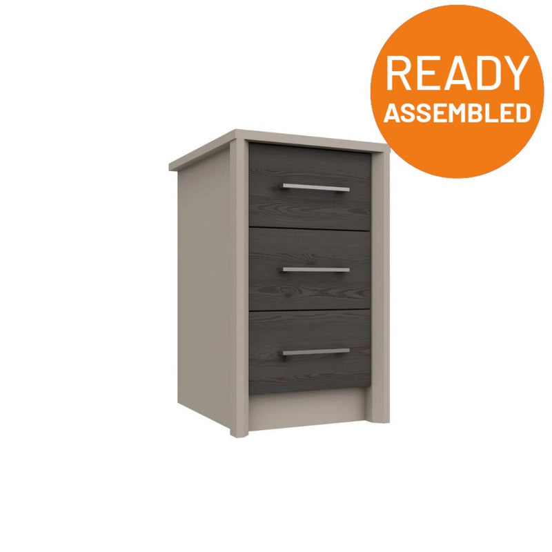 Miley Ready Assembled Bedside Table with 3 Drawers - Anthracite Larch