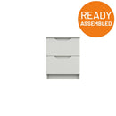 Balagio Ready Assembled Bedside Table with 2 Drawers - White Gloss