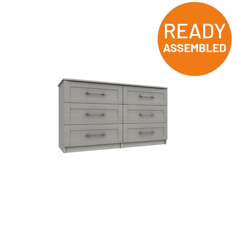 Chester Ready Assembled Double Chest of Drawers with 3x2 Drawers - Light Grey