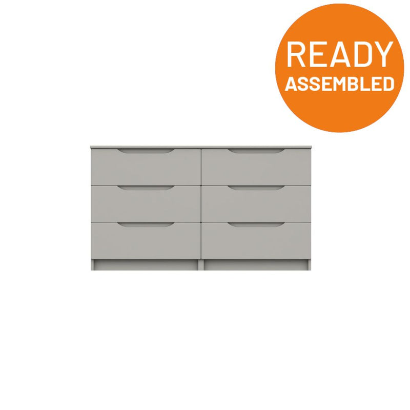 Balagio Ready Assembled Double Chest of Drawers with 3 Drawers - Light Grey Gloss