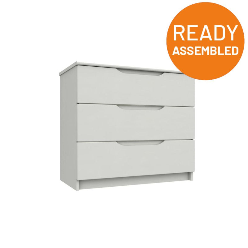 Balagio Ready Assembled Chest of Drawers with 3 Drawers - White Gloss