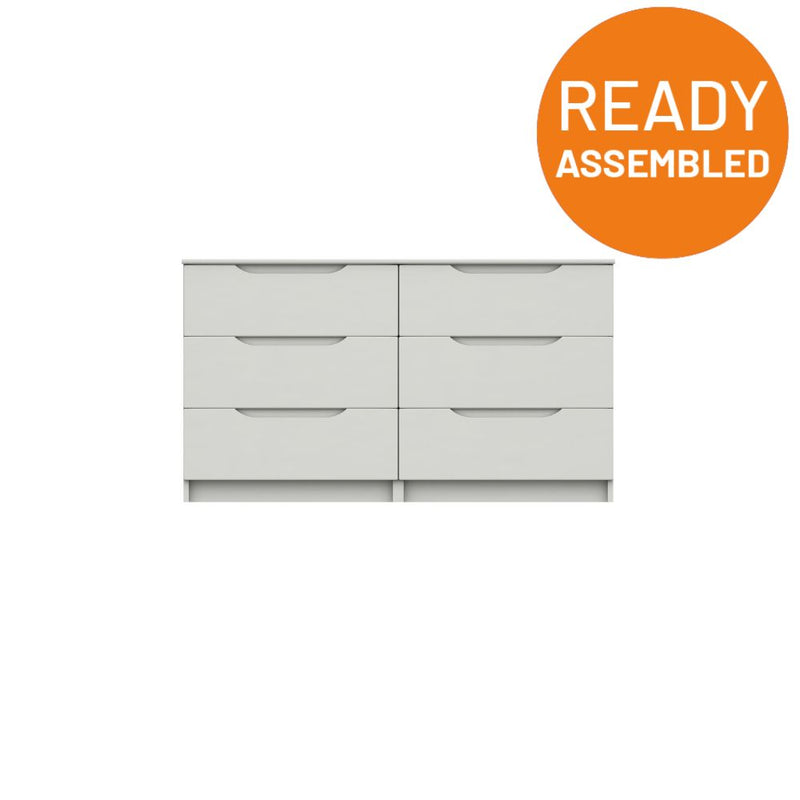 Balagio Ready Assembled Double Chest of Drawers with 3 Drawers - White Gloss