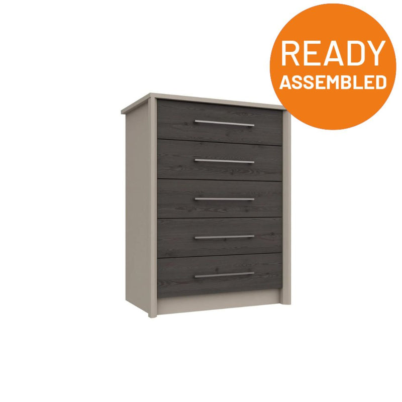 Miley Ready Assembled Chest of Drawers with 5 Drawers - Anthracite Larch