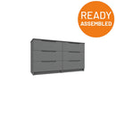 Balagio Ready Assembled Double Chest of Drawers with 3 Drawers - Dusk Grey Gloss