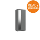Balagio Ready Assembled Wardrobe with 2 Doors & Mirror - Dusk Grey Gloss