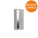 Balagio Ready Assembled Wardrobe with 2 Doors & Mirror - Light Grey Gloss