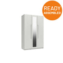 Balagio Ready Assembled Wardrobe with 3 Doors & Mirror - White Gloss