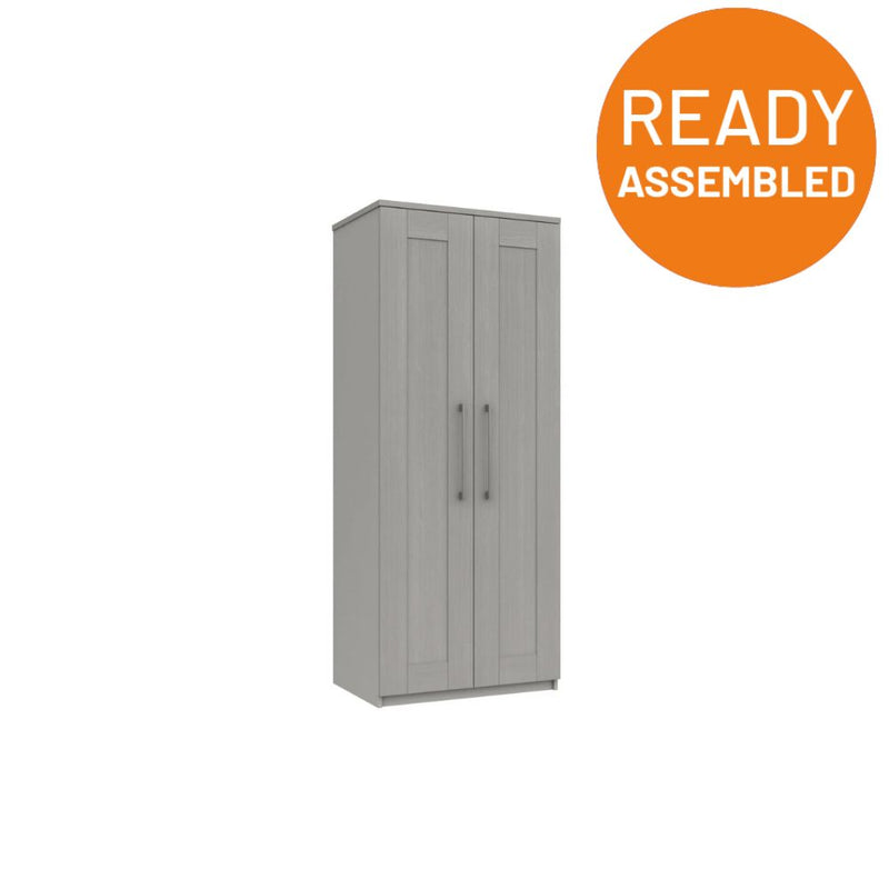 Chester Ready Assembled Wardrobe with 2 Doors - Light Grey