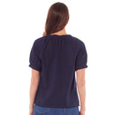 Ladies Linen Top - Navy Blue