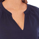 Ladies Linen Top - Navy Blue