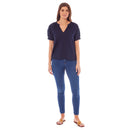 Ladies Linen Top - Navy Blue