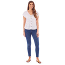 Ladies Linen Cap Sleeve Top - White