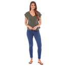 Ladies Linen Cap Sleeve Top - Khaki