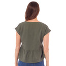 Ladies Linen Cap Sleeve Top - Khaki