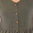 Ladies Linen Cap Sleeve Top - Khaki