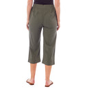 Ladies Linen 3/4 Length Button Trousers - Khaki
