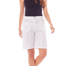 Ladies Linen Button Shorts - White