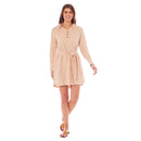 Ladies Linen Button Shirt Dress - Beige