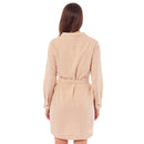 Ladies Linen Button Shirt Dress - Beige